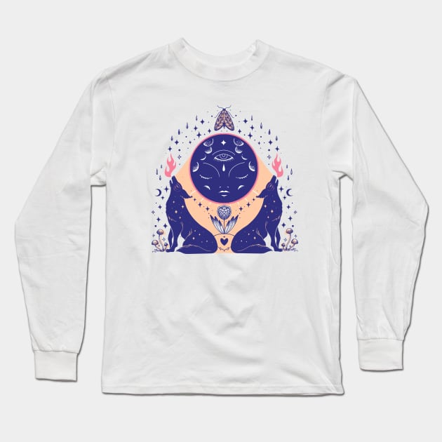 New moon and wolves Long Sleeve T-Shirt by Paolavk